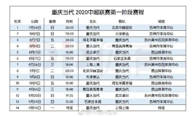 中超2020赛程国安